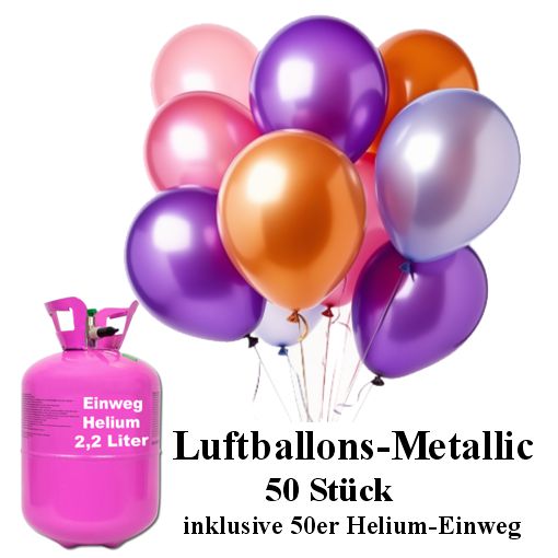 50 Luftballons Metallic mit Heliumtank 50 Luftballons Metallic mit Heliumtank