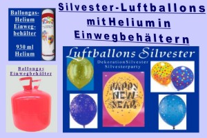 Silvester Dekoration, Luftballons und Helium-Einweg-Beh&auml;lter - Silvester Dekoration, Luftballons und Helium-Einweg-Beh&auml;lter