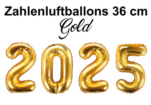 Zahlenluftballons Silvester 2025 Gold