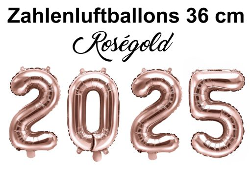 Zahlenluftballons Silvester 2025 Roségold