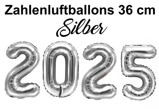 Zahlenluftballons Silvester 2024 Silber