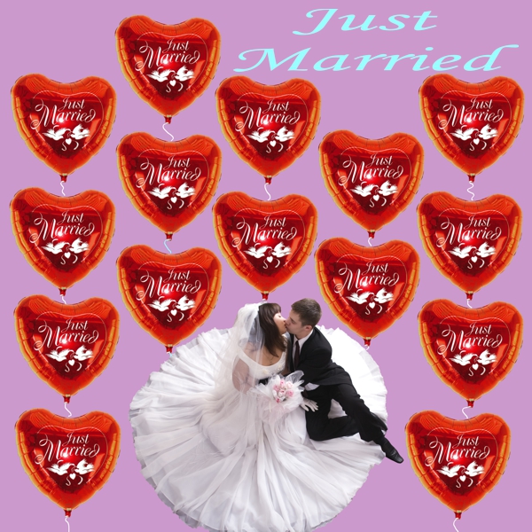 Hochzeitsgirlande Just Married - Weiß-Rot - online kaufen