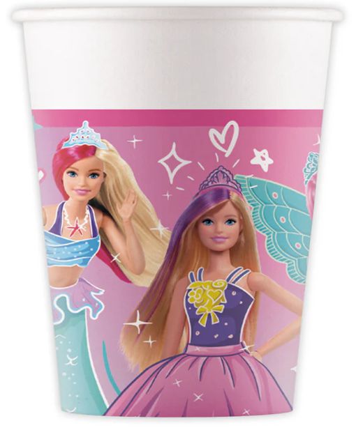 Partybecher-Barbie-Partydekoration-Tischdeko-zum-Kindergeburtstag