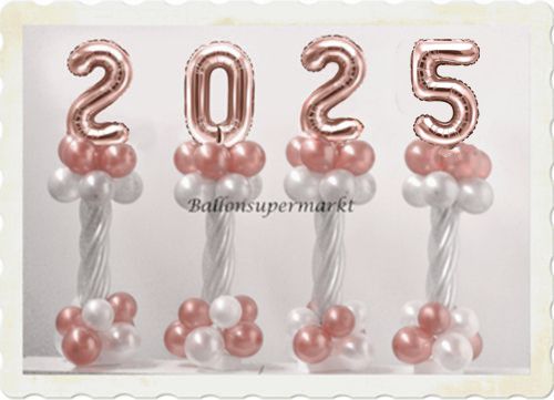 Dekoration-Silvester-Tischdekoration-Ballondekoration-2025-rosegold-silber