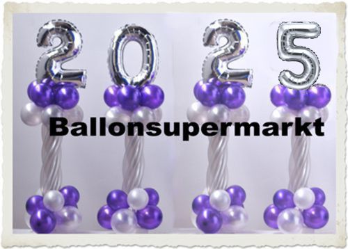 Dekoration-Silvester-Tischdekoration-Ballondekoration-2025-violett-silber