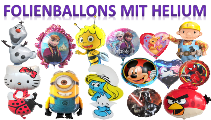 Folienballons, Luftballons aus Folie mit Ballongas Helium