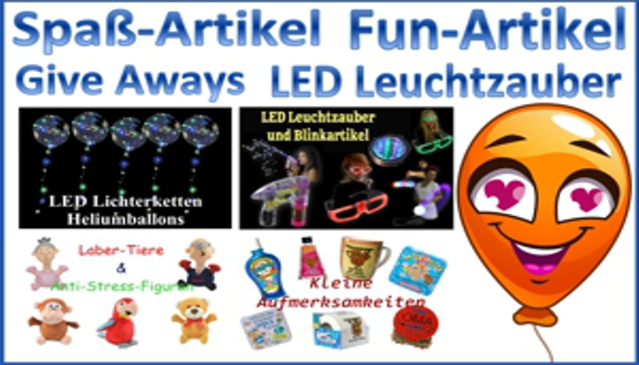 Spass und Fun Artikel, Give Aways, LED Lichterzauber, LED Leuchtketten Luftballons