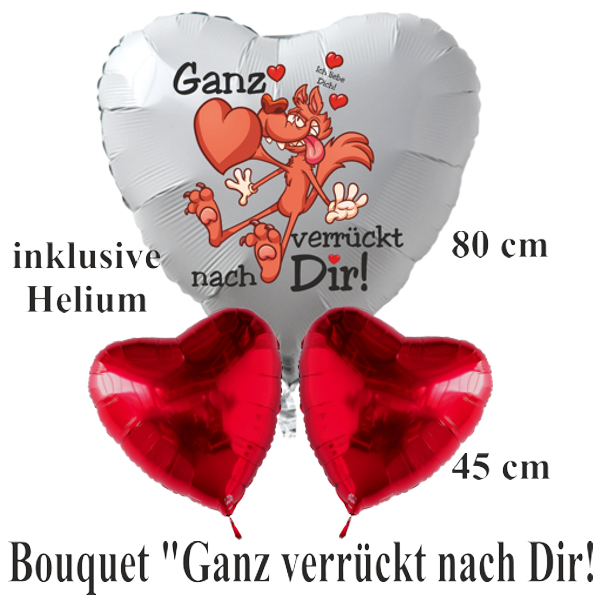 Valentinstag Ballon Bouquet Ganz Verruckt Nach Dir Ich Liebe Dich Folienballons Inklusive Heliumfullung