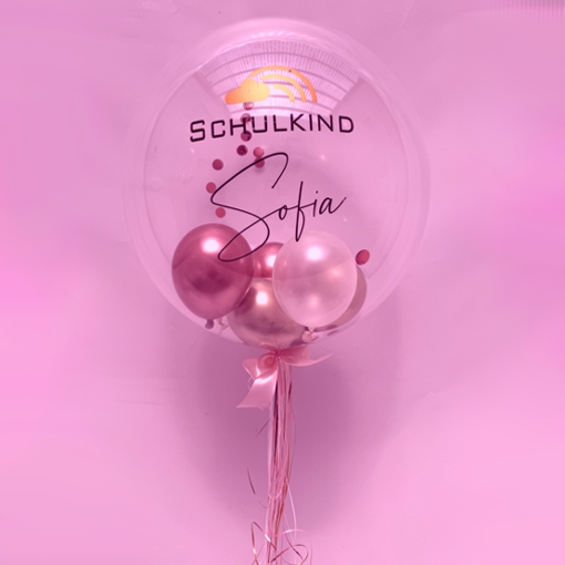 Bubble Ballon mit Namen des Schulkindes zur Einschulung