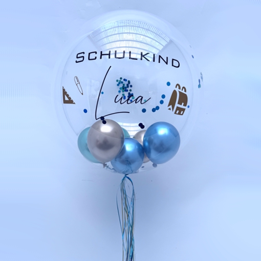 Bubble Ballon mit Namen des Schulkindes zur Einschulung