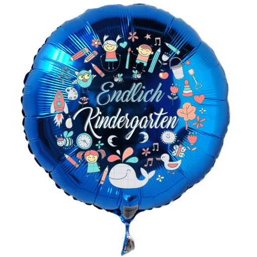 Endlich Kindergarten. Luftballon in Blau, 45 cm, mit Helium