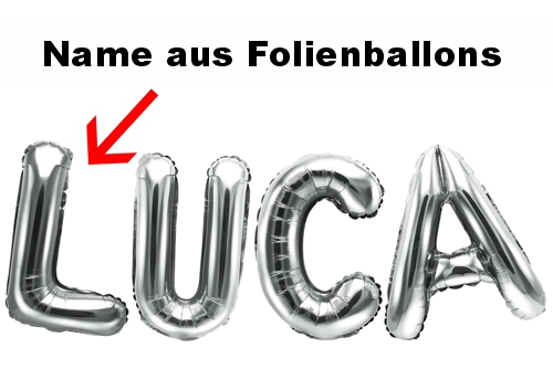 Name des Schulkindes aus Buchstaben Folienballons