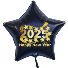 Silvester Luftballon, Sternballon aus Folie, 2025 - Happy New Year