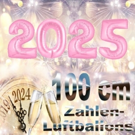 Silvester 2025, rosa,1 m grosse Zahlen, befüllbare Ballons aus Folie