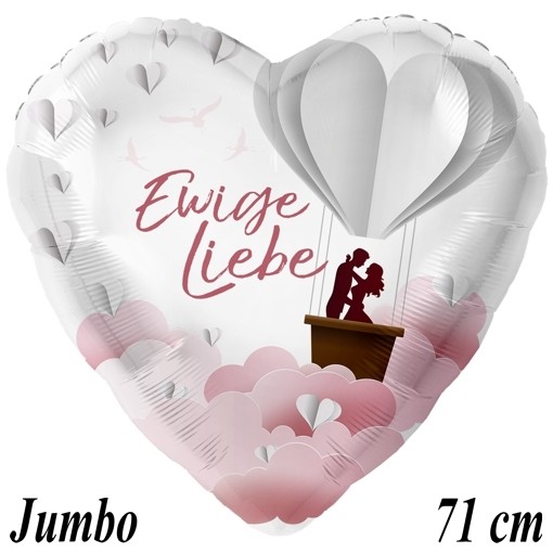 Ewige Liebe, Jumbo- Herz, Folienballon zur Hochzeit ohne Helium