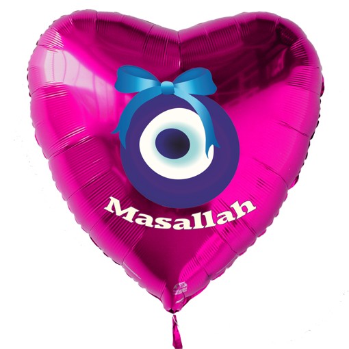 Folienballon Türkisches Auge Masallah Pink, Folienballon mit