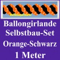 Ballongirlande Orange-Schwarz, 1 Meter, Selbstbau-Set mit Dekoscheiben