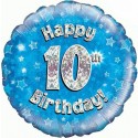 Luftballon aus Folie mit Helium, 10. Geburtstag, Blau, Junge