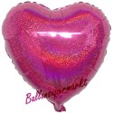 Holografischer Herzluftballon aus Folie, Fuchsia