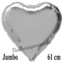 Jumbo Herz Silber, 61 cm (ungefüllt)