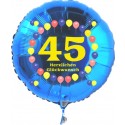 Luftballon aus Folie mit Helium, Zahl 45, zum 45. Geburtstag, Balloons, blau