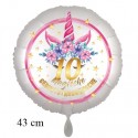 Magische Geburtstagswünsche, 10. Geburtstag. Unicorn Flowers mit Ballongas zum Geburtstag