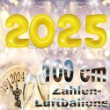 Zahlendekoration Silvester 2025, 1 Meter große Zahlen in Gelb