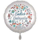 Endlich Kindergarten. Luftballon in Satin-Weiß, 45 cm
