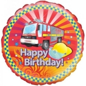 Happy Birthday Feuerwehrauto, Luftballon aus Folie mit Helium