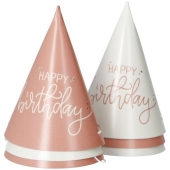 Mini Partyhütchen Happy Birthday Creme & Rose