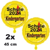 2 Luftballons aus Folie, Verkehrschild, gelb Schule 2024 - Kindergarten