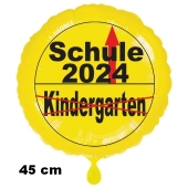 Luftballon aus Folie, 45 cm, inklusive Helium, Satin de Luxe, weiß zur Einschulung: Schule 2024 - Kindergarten aus.