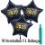 Midi-Set Silvester, 2025 - Feuerwerk, 50 Sternballons aus Folie (Schwarz) mit Helium