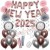 Silvesterdeko-Set mit Luftballons Happy New Year 2025 Rose Gold & Silver, 32-teilig