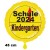 Schule 2024 - Kindergarten aus. Gelber runder Luftballon, Verkehrsschild, inklusive Helium-Ballongas