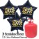 Silvester Helium Einweg Set, 20 schwarze Luftballons aus Folie, Sterne, 2025, Silvester